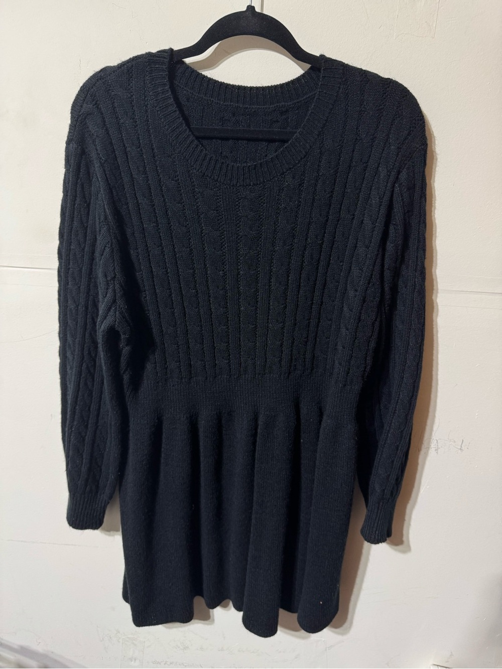 Plus Size Black Cable Knit Longline Sweater